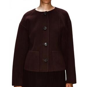 NEW ULLA JOHNSON elsie double faced wool coat in sable